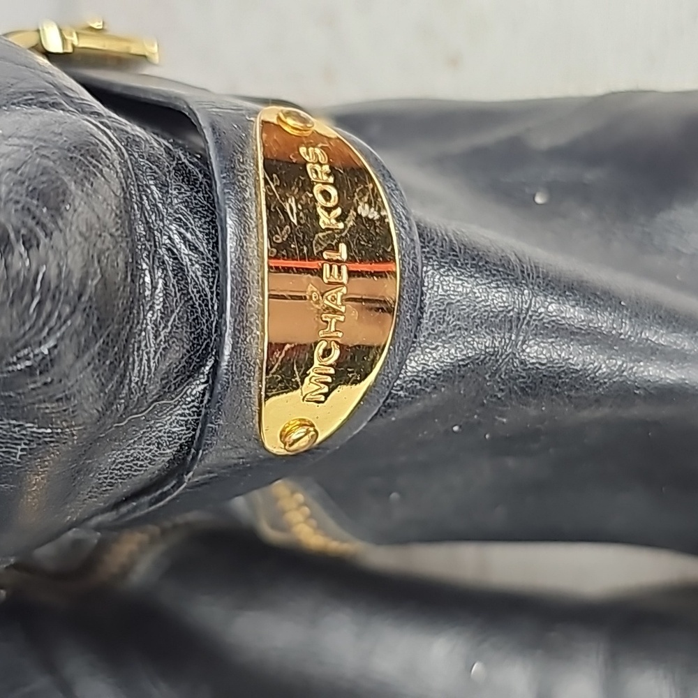 Michael Kors Fulton harness knee high black leather gold hardware riding boots 6 - Picture 4 of 9